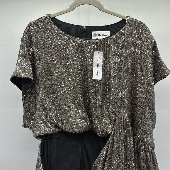 The Drop Padma Women's Plus Size 5X Pewter Sequin Cut-Out Midi Party Dress NWT - Picture 6 of 14